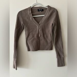 Muse Women's Ribbed V-Neck Blouse - Taupe — Never worn!